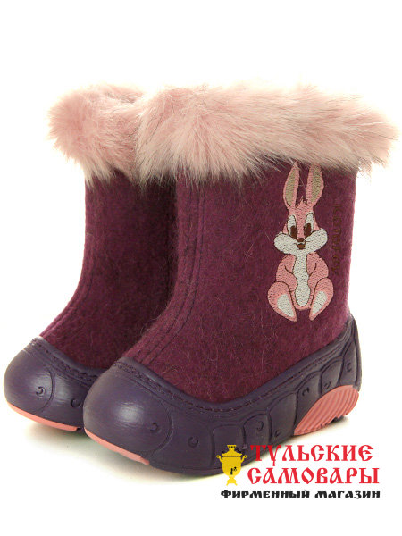 Детские валенки Котофей бордовые, 18-23 размер, арт. 067014-43 фото 1 — Samovars.ru
