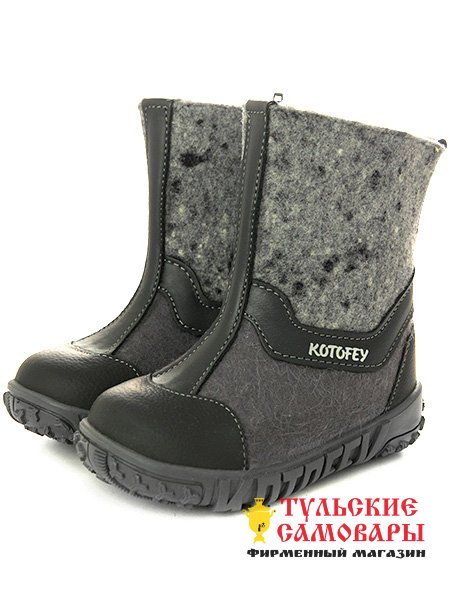 Детские валенки Котофей серые, 21-24 размер, арт. 267006-49 фото 1 — Samovars.ru