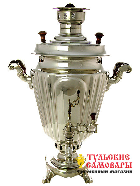 Угольный самовар 5 л конус никелированный граненый фото 1 — Samovars.ru