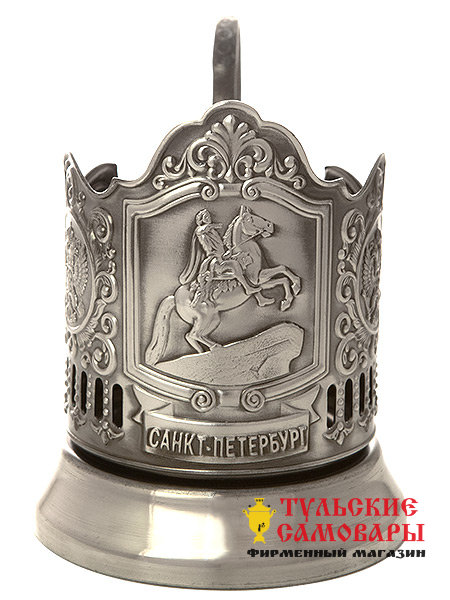 Никелированный подстаканник "Медный всадник" Кольчугино фото 1 — Samovars.ru