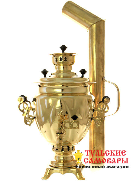 Новый угольный самовар 2,5 л желтый желудь с трубой для дыма фото 1 — Samovars.ru