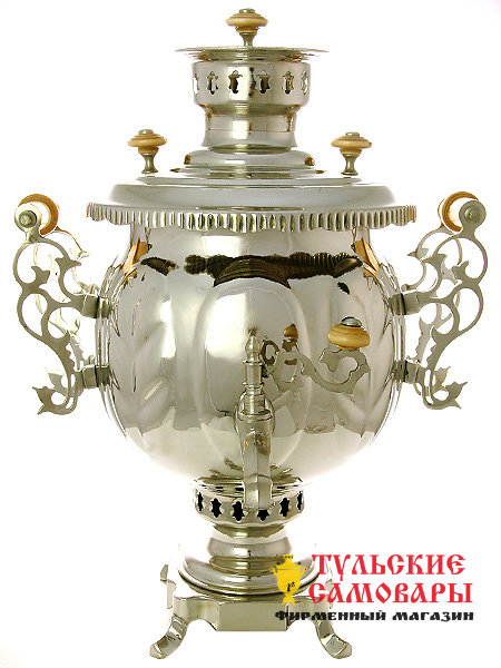 Комбинированный самовар 4,5 л никелированный шар фото 1 — Samovars.ru