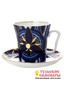 Бокал с блюдцем форма Ленинградский рисунок Вертолет Императорский фарфоровый завод фото 1 — Samovars.ru