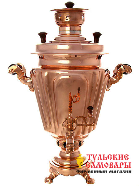 Угольный самовар 5 л конус граненый с медным покрытием фото 1 — Samovars.ru
