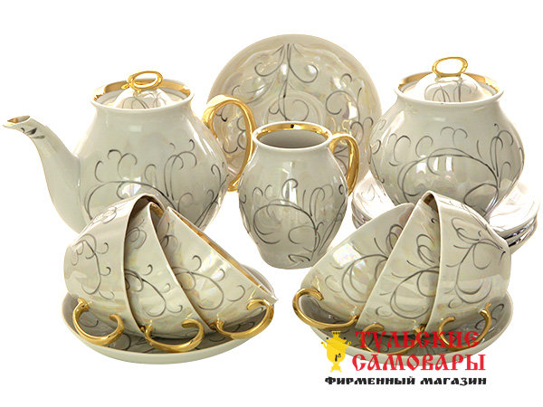 Дулевский чайный сервиз форма "Белый Лебедь" рисунок "Морозко" 6/15 фото 1 — Samovars.ru