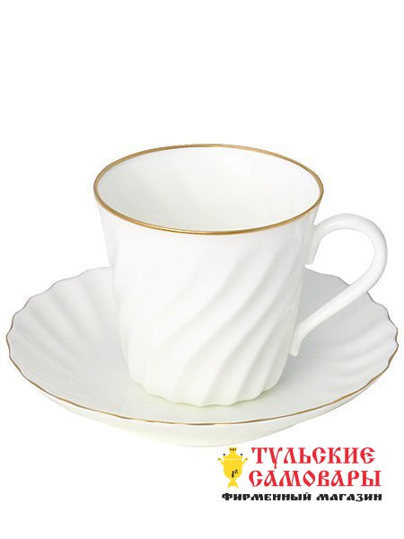 Кофейная чашка с блюдцем рис. "Золотой кантик" ф. Витая ИФЗ фото 1 — Samovars.ru