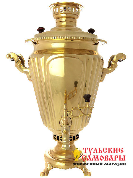 Старинный угольный самовар 7 литров желтый конус граненый, произведен в начале XX века, арт. 430428 фото 1 — Samovars.ru