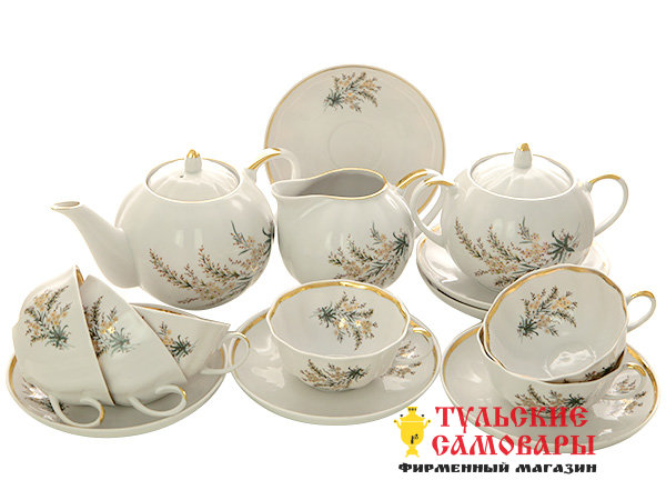 Дулевский чайный сервиз форма "Тюльпан" рисунок "Нина" 6/15 фото 1 — Samovars.ru